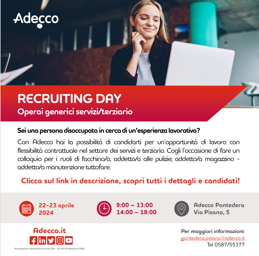 RECRUITING DAY  22-23 APRILE