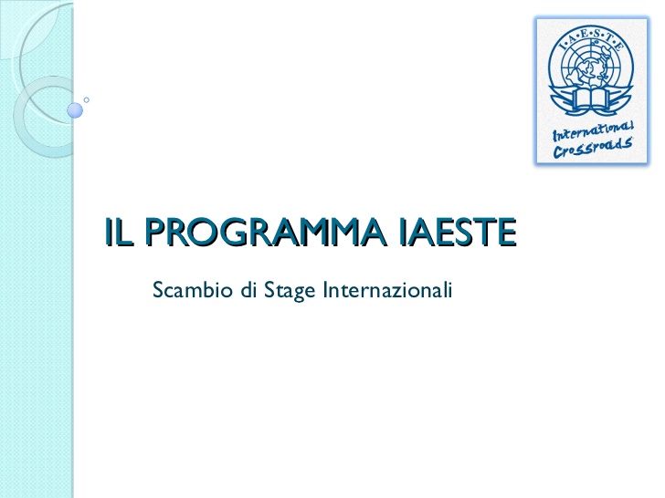 Programma di Scambio IAESTE - scadenza 31 dicembre 2019