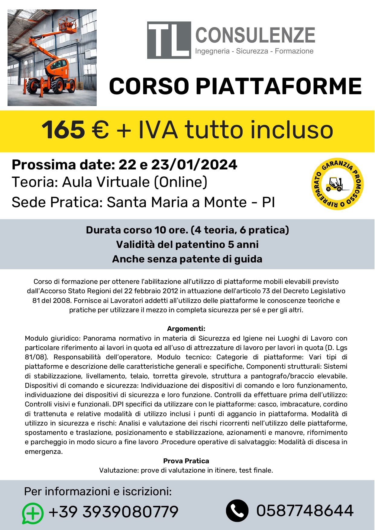 PATENTINO PIATTAFORME AEREE 22 e 23/01/2024