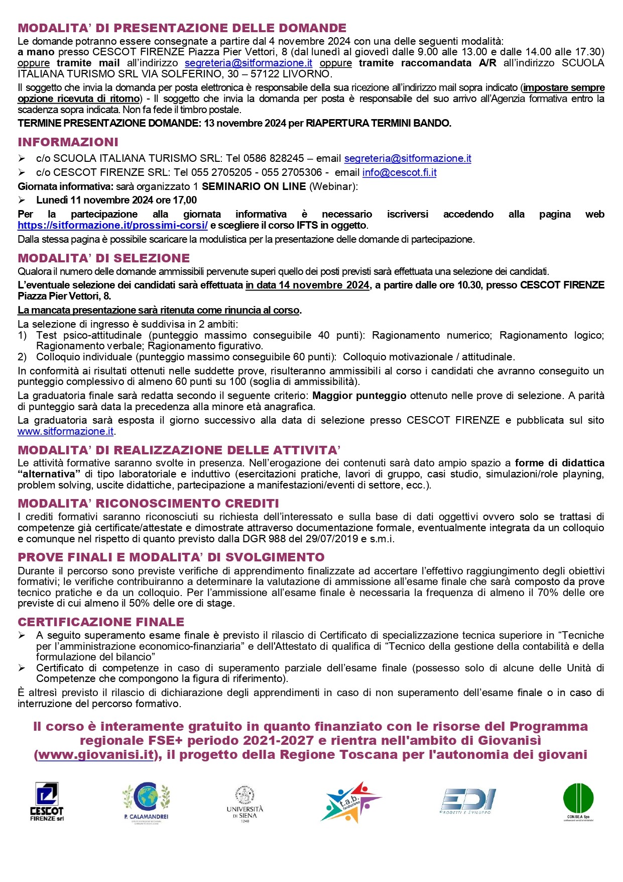 Corso ITFS - tecniche per l'amministrazione economico-finanziaria.Ancora 3 posti disponibili - pag 2 