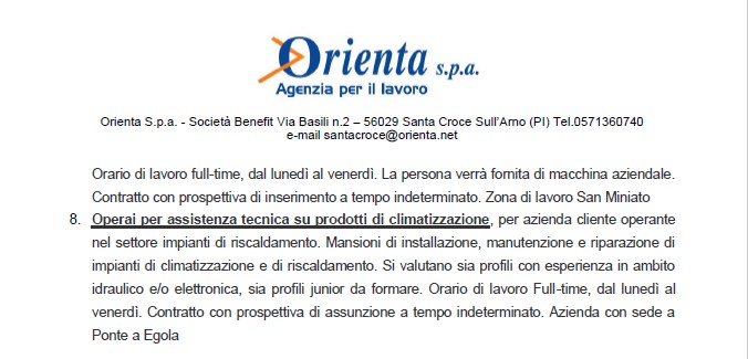 Aggiornamento offerte lavoro Orienta S Croce p 2