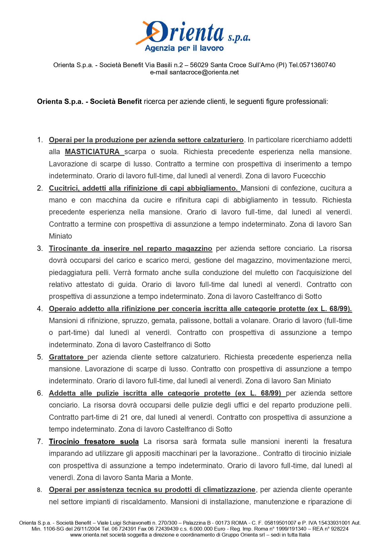 Annunci lavoro Orienta (pag.1)
