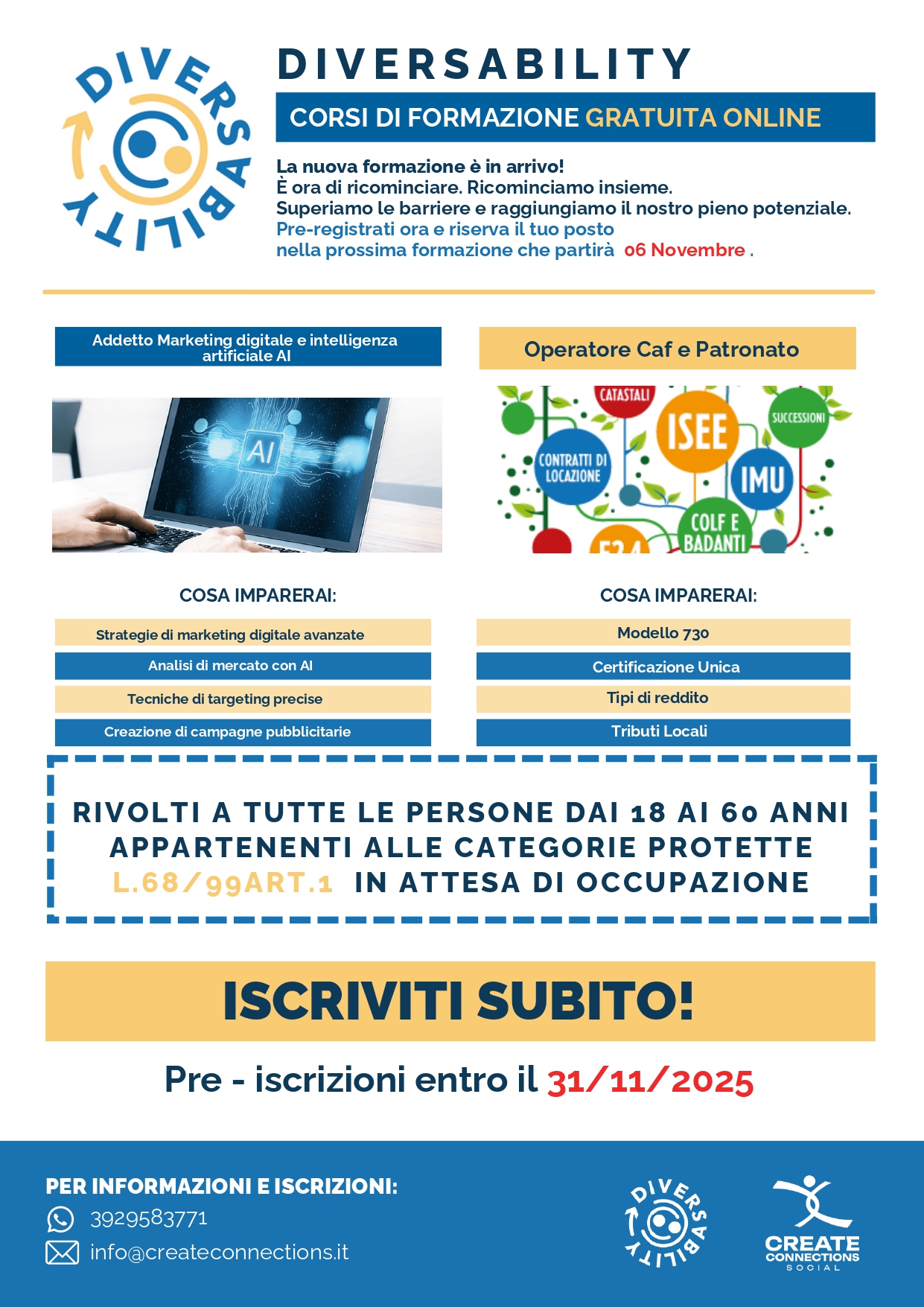 Corsi Gratuiti (SOLO categorie protette)