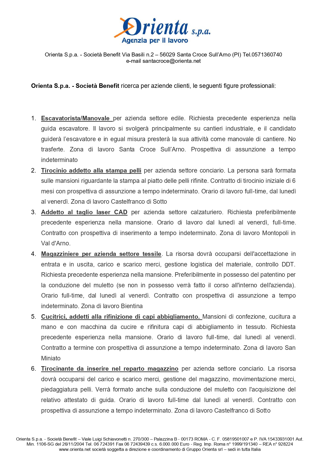 Aggiornamento APL Orienta SpA (pag.1)