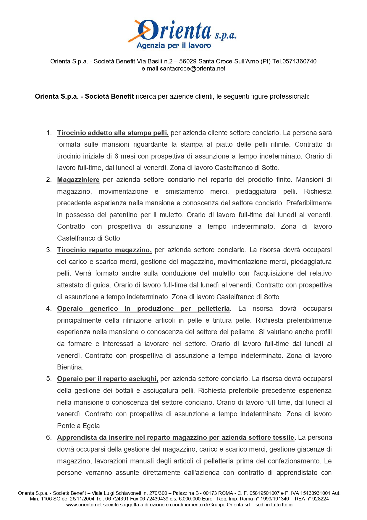 agg offerte Orienta S croce 