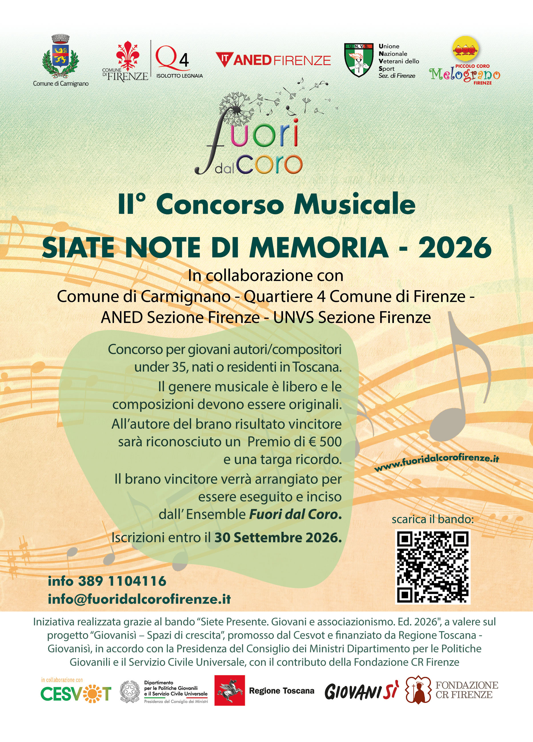 Concorso musicale "Siate Note di Memoria 2026"