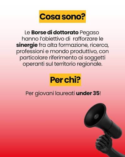 Borse di dottorato Pegaso 2026: bandi per laureati under 35, Scade : scadenze varie (ultima 10/8/26 ore 13)