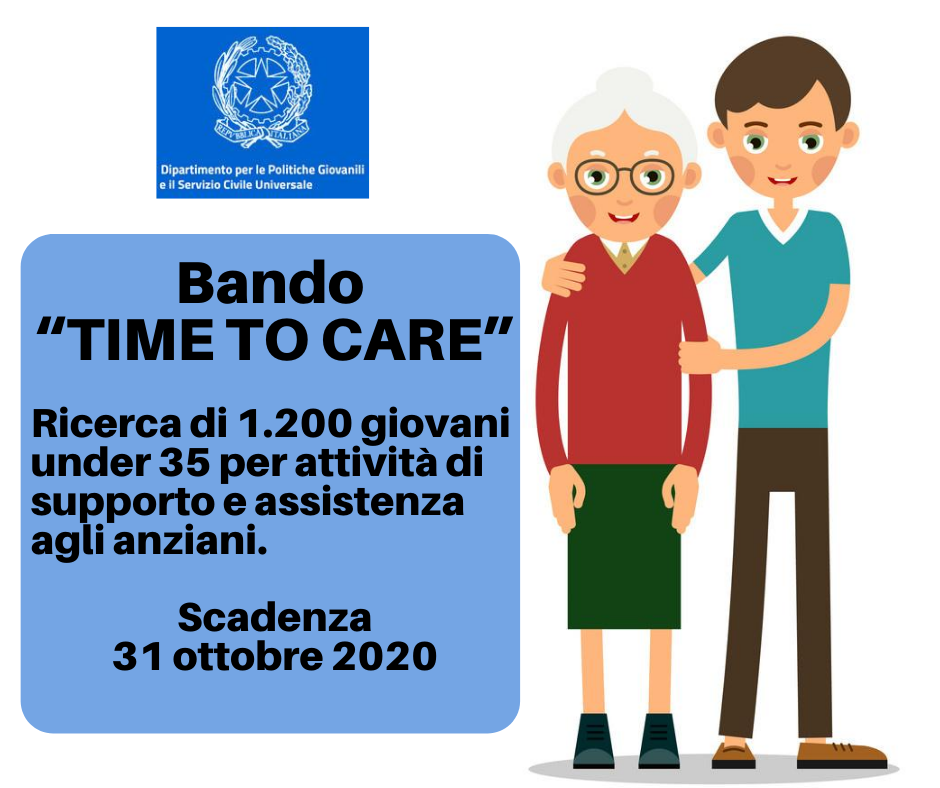 Bando   TIME TO CARE” per 1.200 giovani under 35 in attività di supporto e assistenza agli anziani