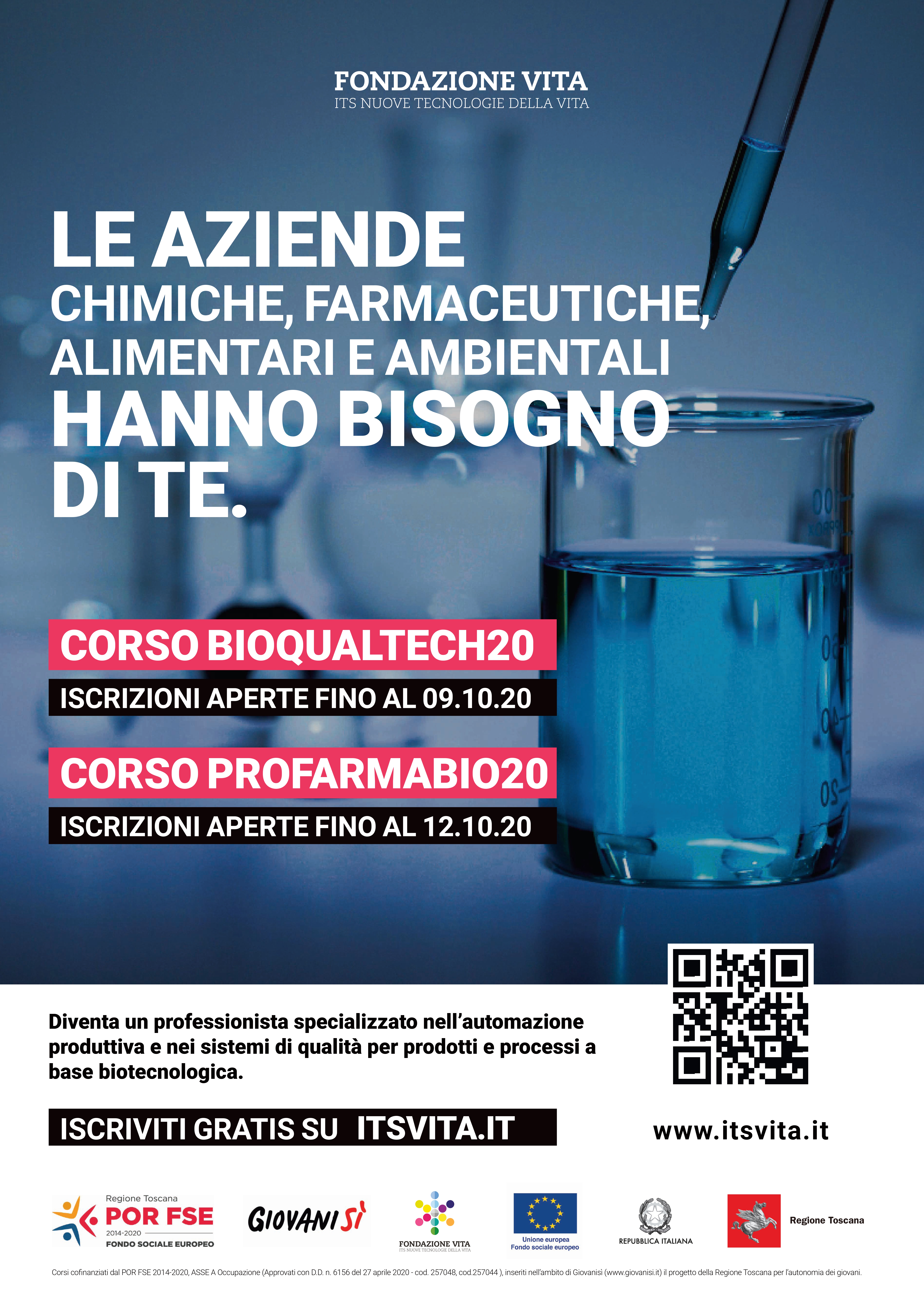 corso ITS Pontedera  PROFARMABIO20 "Tecnico superiore per l’automazione dei processi produttivi nel settore farmaceutico e biotecnologico".